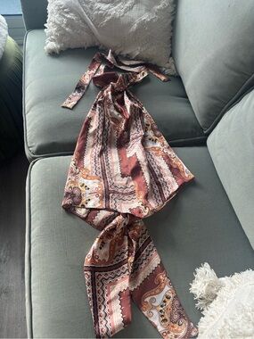 Topshop Paisley halter top in Rust, Cream and Mustard